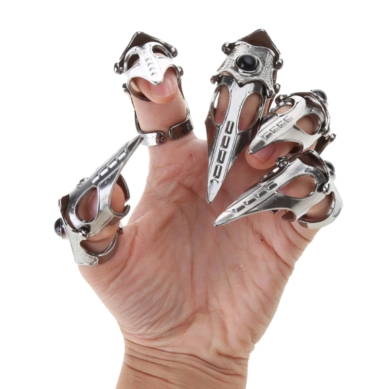 Black Metal Finger Claw Unique Skeleton Full Finger Rings Punk Rock Accessory Gift for Tech Enthusiasts and