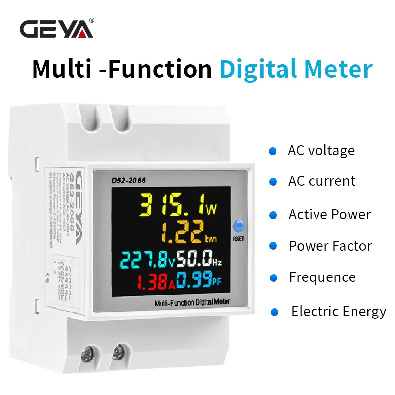 

GEYA 6IN1 AC Monitor KWH Electric Energy Frequency Meter 250V-450V AC Voltage Current Electric Multi-Function Digital Meter