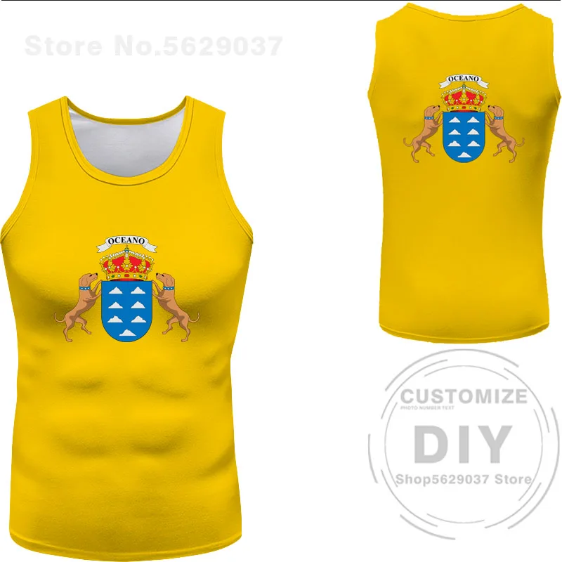 Islas Canarias Vest Free Custom Made Name Number  De Tenerife Tank Top Print Flag Word Las Palmas Gran Spanish T-shirt