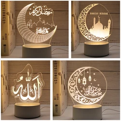 Muslim Ramadan Festival Decoration LED 3D Acrylic Night Light EID Mubarak Table Ornaments Night Lamp Bedroom Decor USB Operate