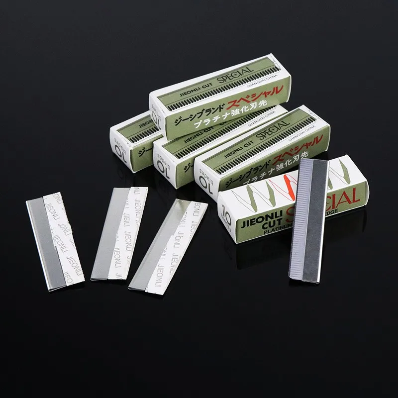 Kit de lâminas de barbear para sobrancelha, 10 peças, aparador profissional de dupla face em aço inoxidável com estojo para barbeiro, maquiagem artística feminina