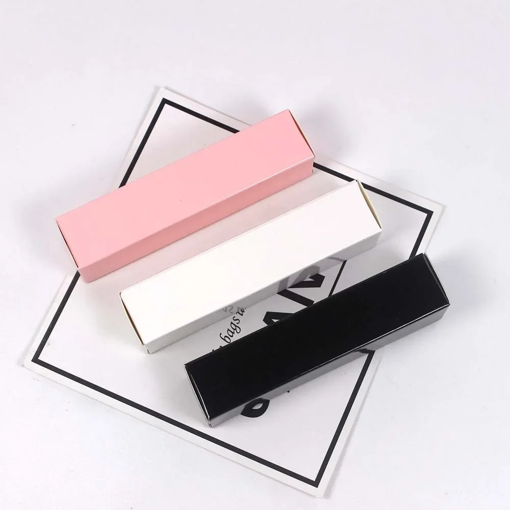 100 Uds tubo de labios caja de papel blanco Mini Perfume lápiz labial cajas de embalaje negras 2x2x10cm