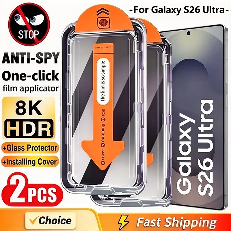 Dust Free Installation Privacy Screen Protector For Samsung Galaxy S26 S25 S24 Ultra S23 S22 S20 FE Plus Anti-spy Tempered Glass