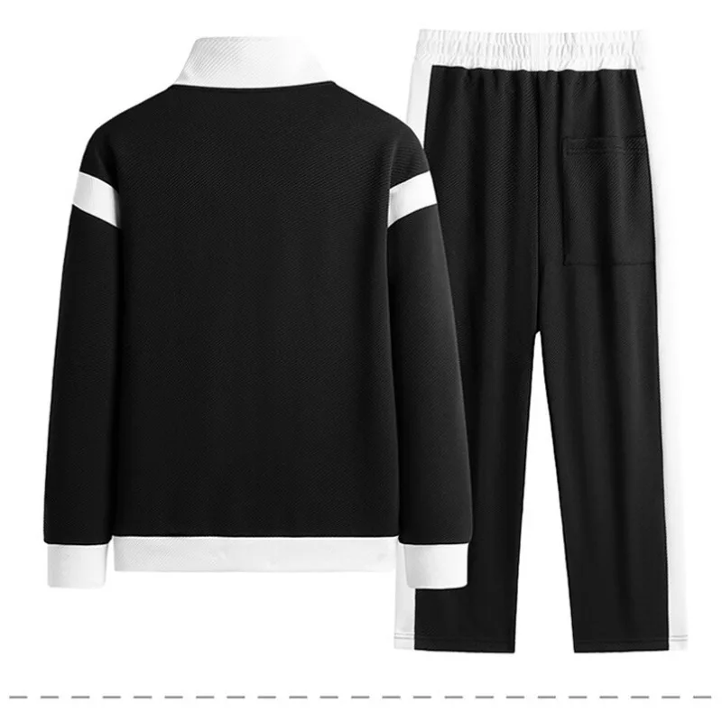 Men Spring Autumn Colorblock Stand Collar Tracksuit Casual Zip Jacket Drawstring Pants Two Piece Outfit Daily Sports S-4XL