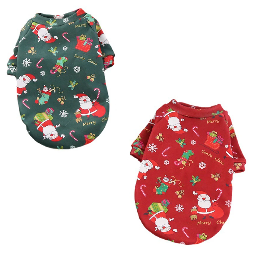

2pcs Christmas Clothing Warm Puppy Costume Photography Prop Dog Apparel Festival Pet Supplies Xmas Pet Garment Winter Dog
