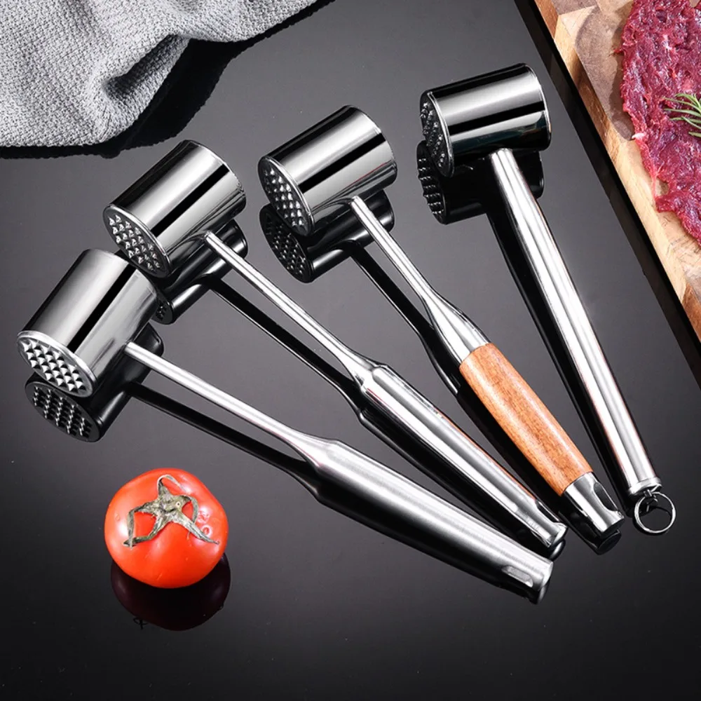 

Stainless Steel Meat Hammer Non-slip Rust-proof Kitchen Beef Hitting Tool Textured Sides Heavy Duty Steak Mallet Nuts