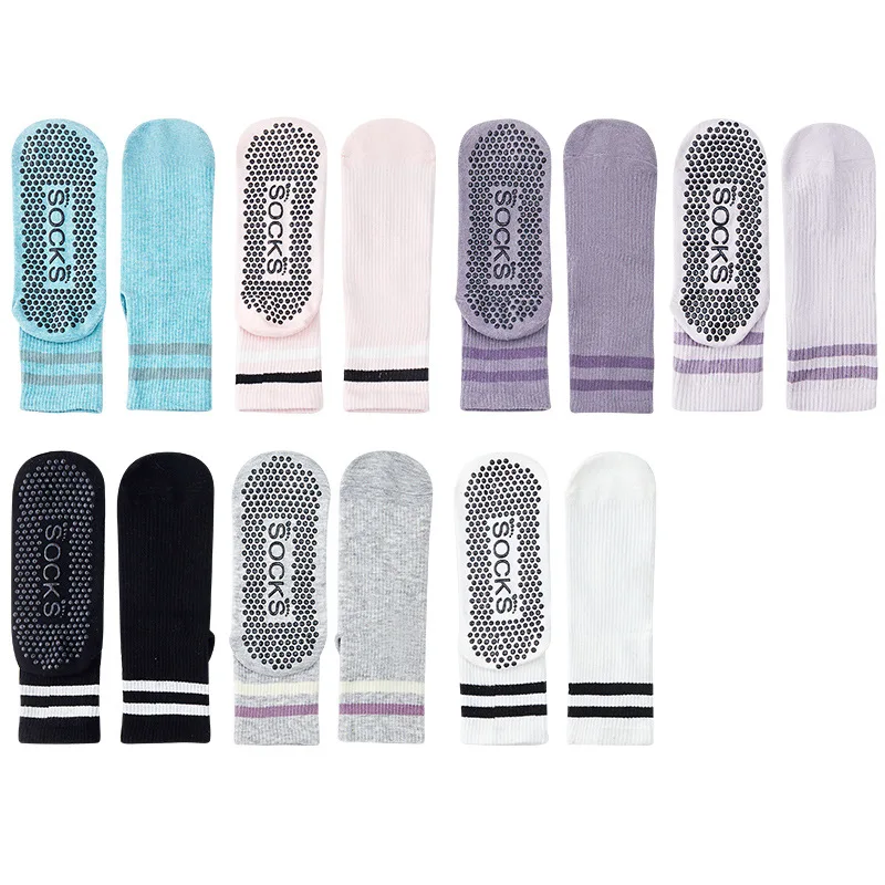 Yoga Sock Women Cotton Stripe Pile Dot Silicone Non-slip Grip Crew Pilates Socks