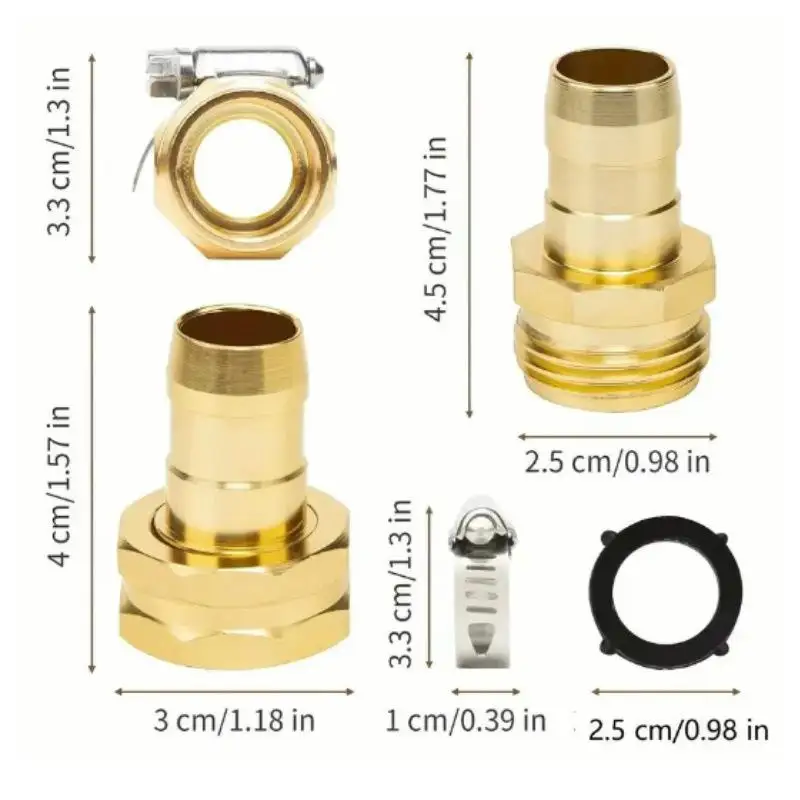 With Stainless Steel Tightening Clamp 5/8-3/4Inch Garden Hose Repair Mender Aluminum Water Hose Connector Splicer Mender