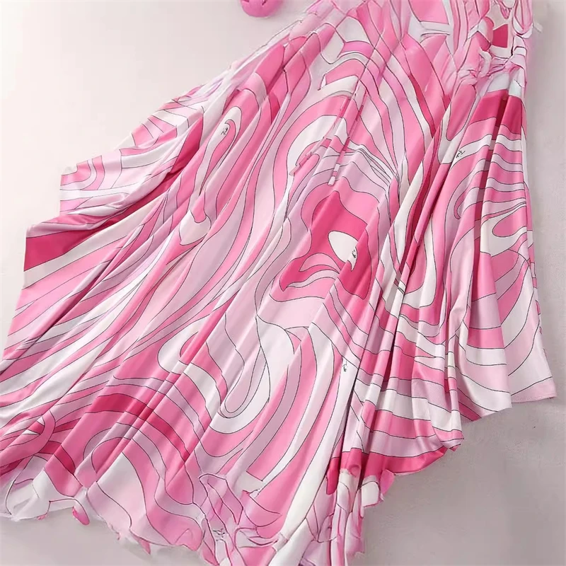 Geometrische Drucken Satin Kaftan Kleid Frauen Stehen Kragen Lose Hohl 2025, Neue Mode Elegante Vestido Urlaub Partei Vintage Robe