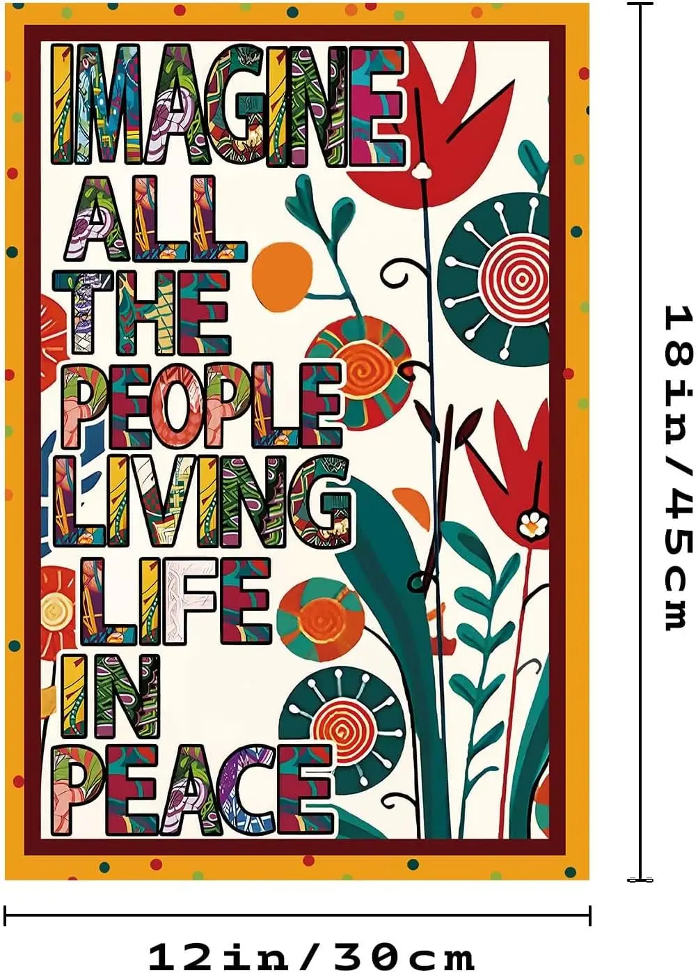 12x18 inch Inspirational Garden Flag Imagine All The People Living Life in Peace Garden Flag Outdoor Decor, Home Decor, Outd LLX