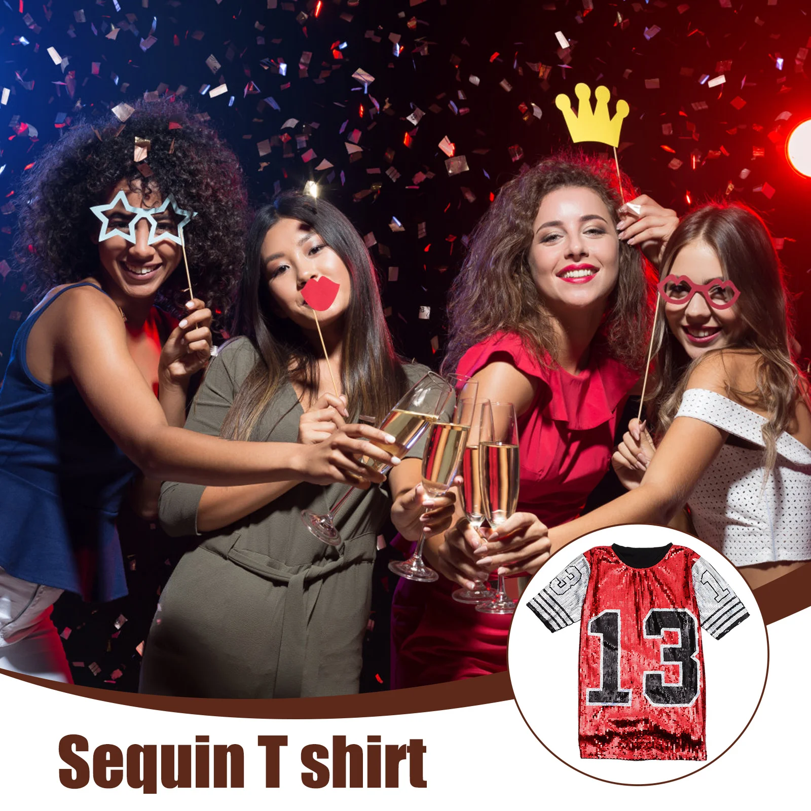 

Sequins Short Sleeve T Shirt Sparkle Top Party Prom Club Evening Performance Costume Sequins T Shirt