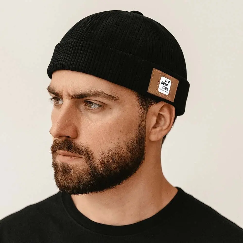 

Landlord Hat Solid Color Vintage Docker Cap Adjustable Round Corduroy Brimless Hat Comfortable Soft Dome Melon Cap Daily