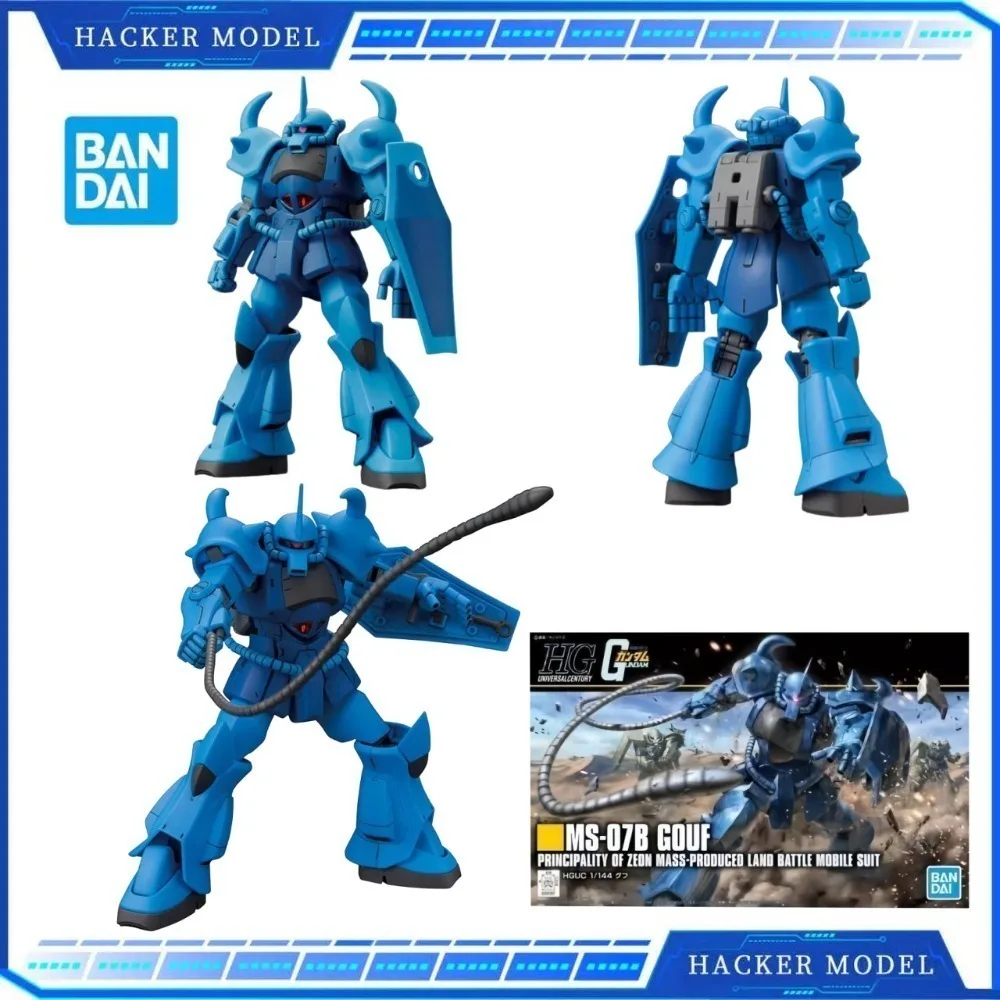 

Комплект модели Bandai Gundam, аниме-фигурка HGUC 1/144 196 MS-07B GOUF, натуральная модель Gunpla, аниме-фигурка, игрушки для детей