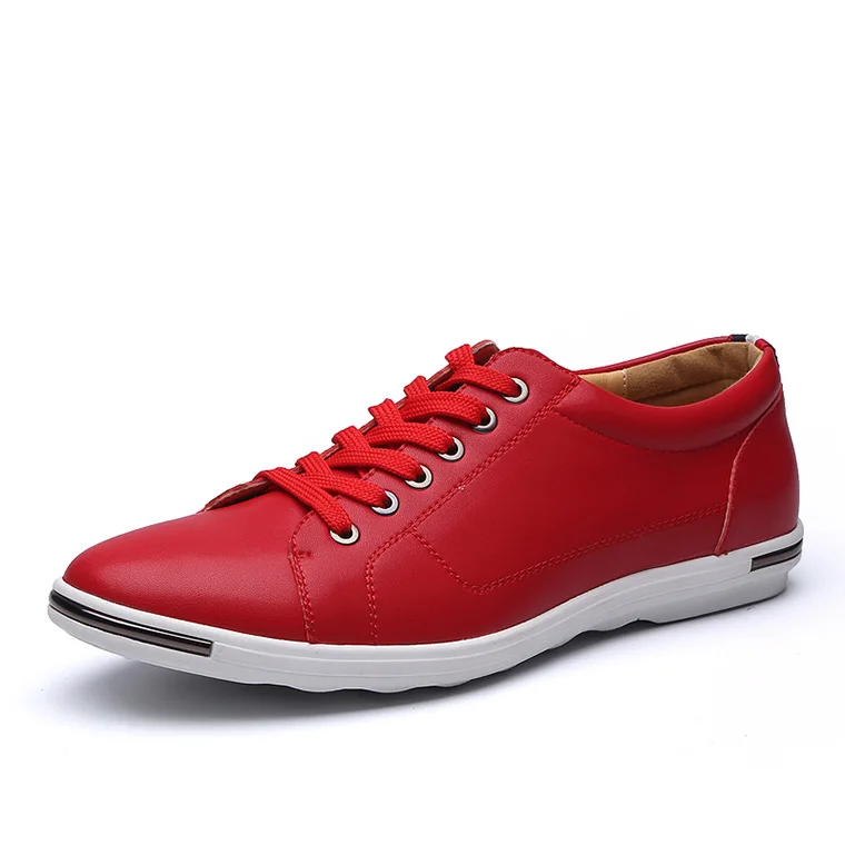 big size fashion new designer leather sneakers for men spring autumn lace solid color shoes male solid color zapatos de hombre