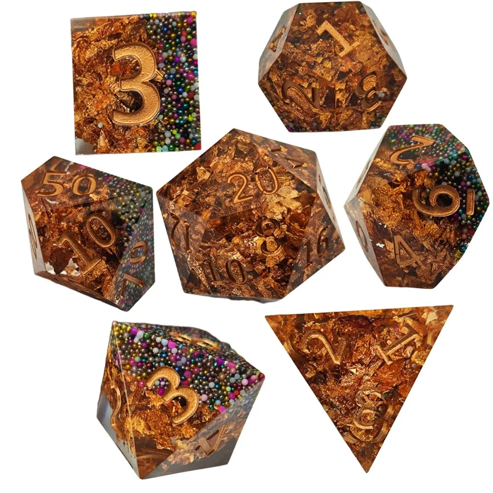 

7pcs/set Numbered Polyhedral Dice Set Resin Dice for DND Board Game Prop Dice Board Game Accessories