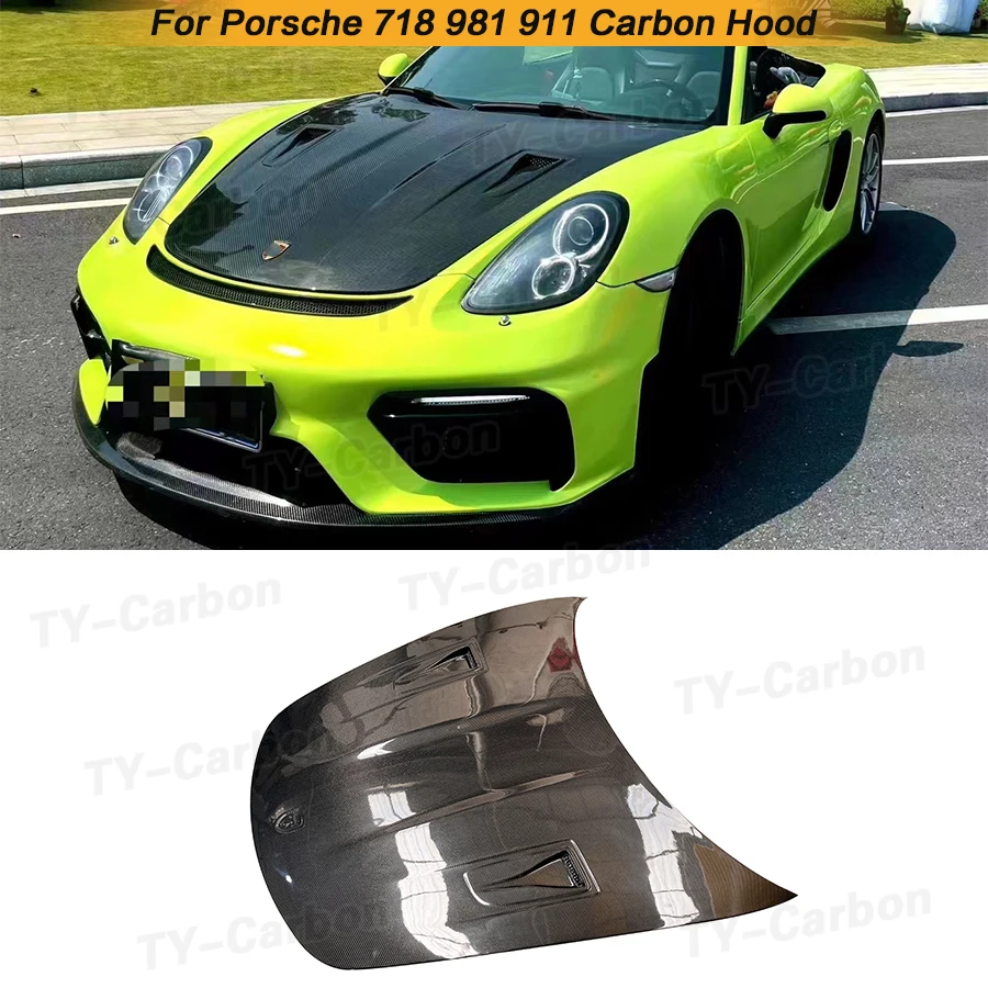 

For Porsche 718 981 Boxster Cayman Real Carbon Fiber Front Bumper 911 Engine Hood Bonnet Vent Cover High Quality