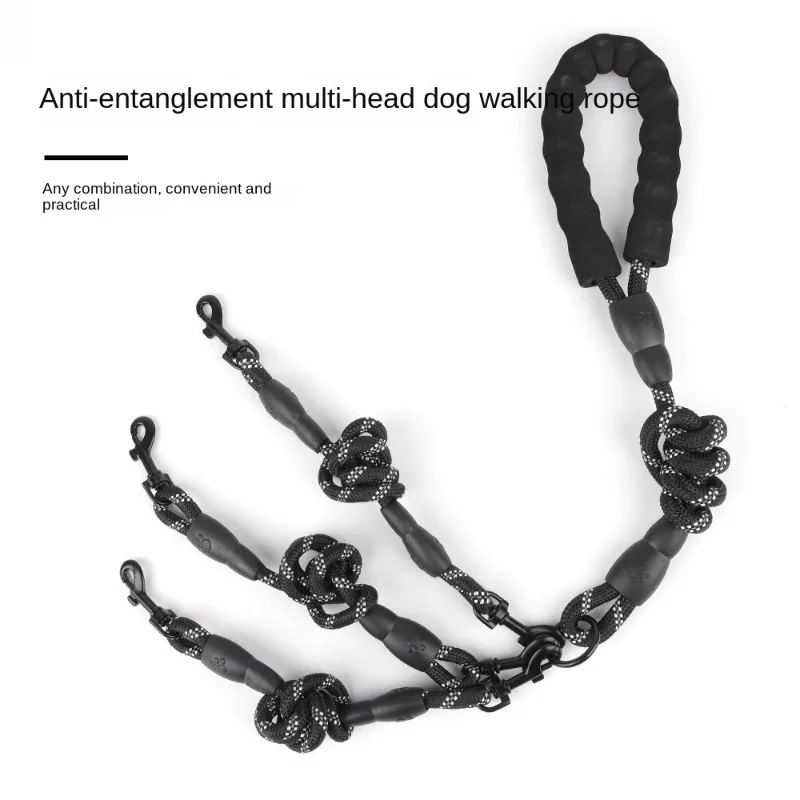 New Dog Hand Holding Rope Medium Large Multifunctional One Drag Three Dog Leash Reflective Pet Hand Holding Rope Accessories