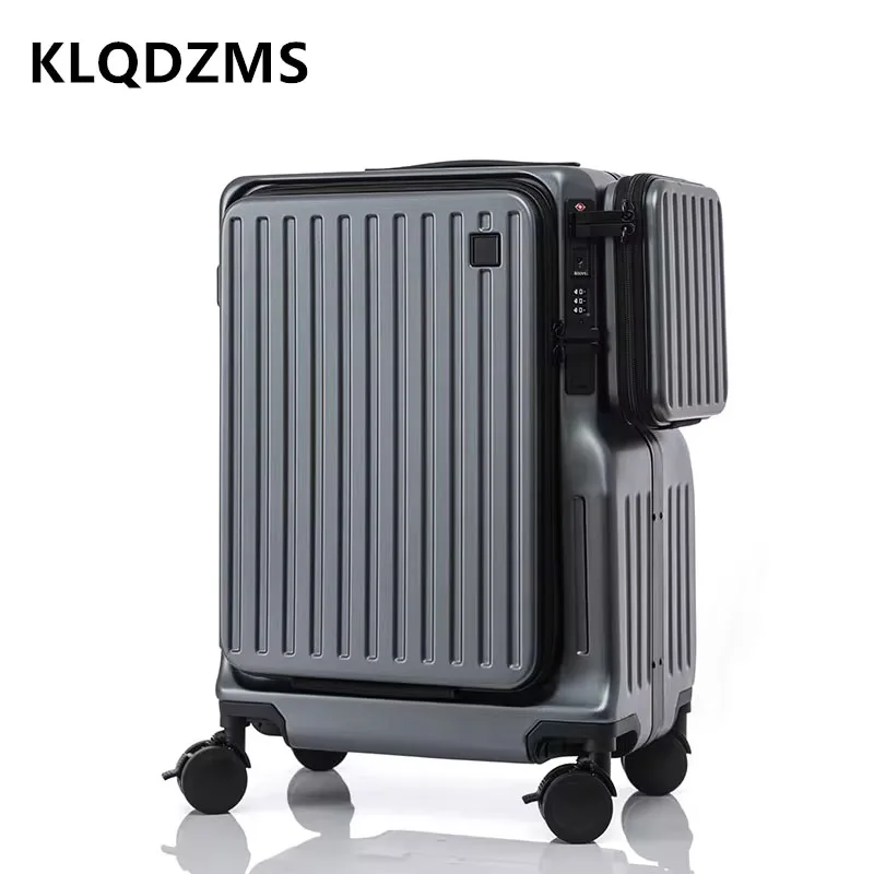 KLQDZMS Cabin Suitcase Front Opening ABS+PC Boarding Case 20 Inch Multi-functional Trolley Case Trolley Bag Carry-on Luggage