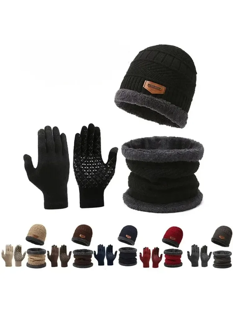 AliExpress NONE 2025 3pc Thermal Windproof Winter Set Fleece Hat Scarf Gloves for Hiking Cycling Fishing Outdoor Sports Cold Weather