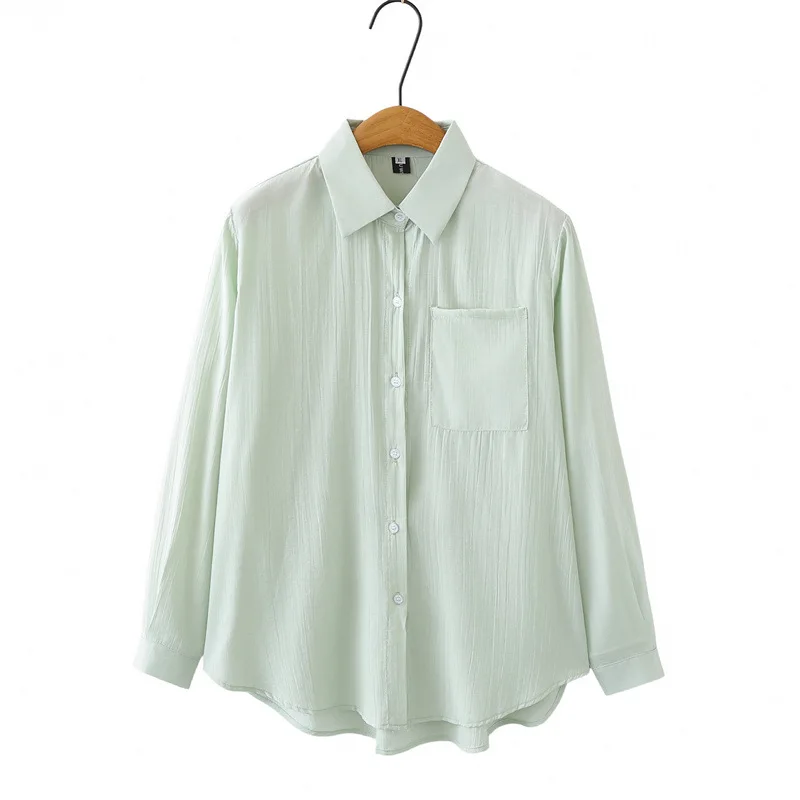 

2026 Spring Summer Plus Size Women Long Sleeve Shirt Cardigan Loose Casual Simple Tops Blouse 2612