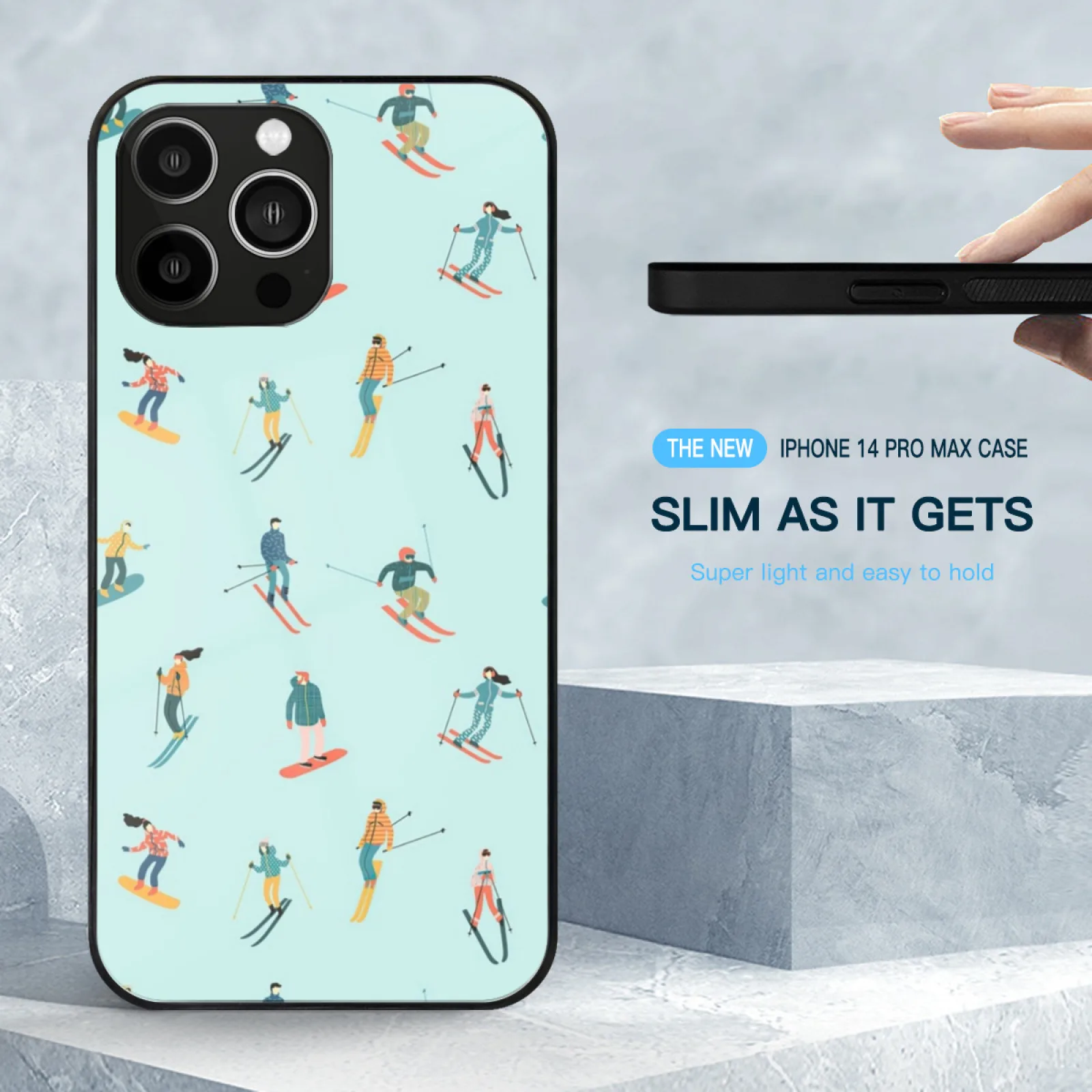 Happy Skiers Tempered Glass Case For Iphone 15 14 13 12 11 Pro Max Mini X Xr Xs Max 8 7 Skiing Skiing Skiing Lover Skiing Life