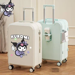 Cartoon Suitcase Sanrioed Cinnamoroll Kuromi 20 22 24 Inch Trolley Case Anime Kawaii Silent Wheel Student Password Travel Gift