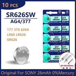 10PCS Original For SONY AG4 377 Button Batteries SR626SW SR626 177 376 626A LR66 Cell Coin Alkaline Battery For Watch Toys Clock