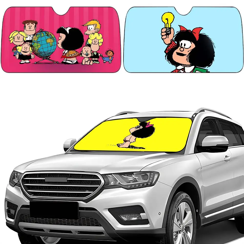 M-Mafalda لطيف مظلة السيارات الستائر الزجاج الأمامي نافذة أمامية قناع 70x130 سنتيمتر الشمس قناع الشمسية حماية منقوشة هدية الجدة سيارة #1