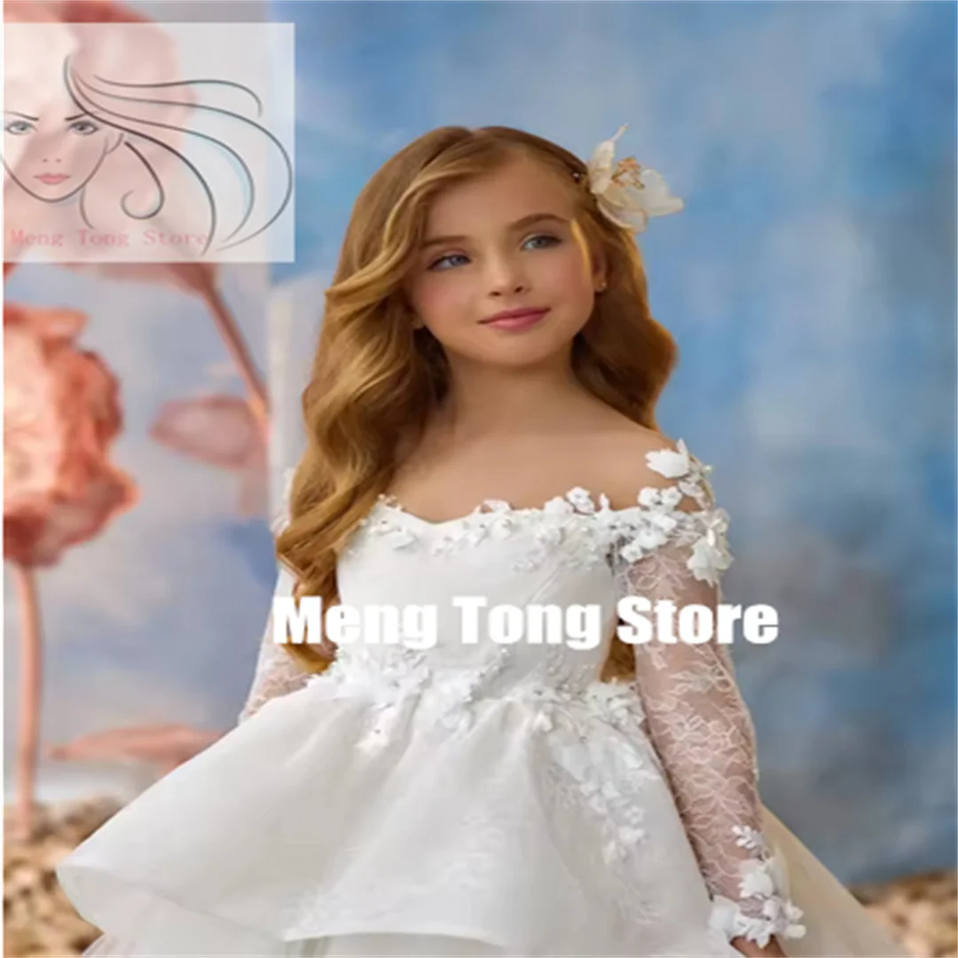 

Customized Appliqued Litter Girls Birthday Wedding Flower Girl Dresses For Customized Gowns Baby First Communion Dresses