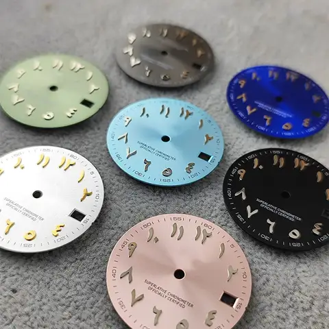 New Arabic NH35 S dial 28.5mm pink Arabic dial no luminous dial convex dial watch accessories