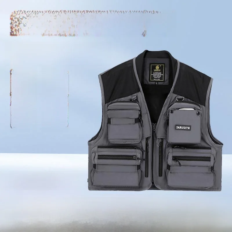 

Outdoor Fiing Vest Casual Multi-ket Detachable Fly Fiing Nylon Material Men's Fiing Clothing Travel Gear Cam Equ...