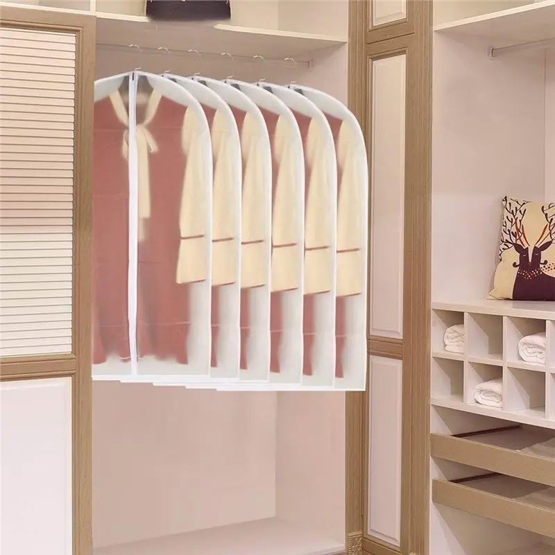 AAAN-Hanging Garment Dust Cover Bag-Translucent Waterproof For Wardrobe Storage Clothes Protector Large Size(60X140cm)