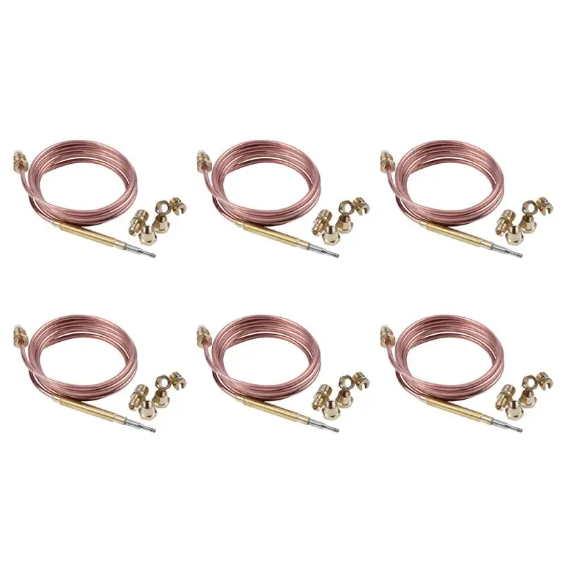 

Gen Basic 6Pcs 1500Mm Gas Stove Universal Thermocouple Kit M6X0.75 With Overflow Nut (Five) Replacement Thermocouple