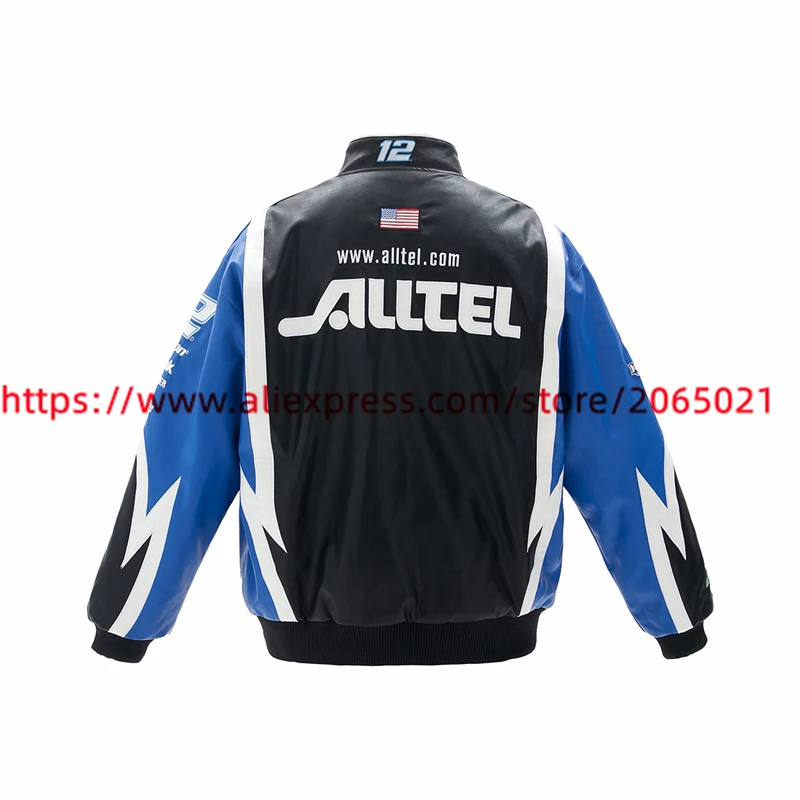 Motorcycle BOMBER Jacket Men Women Windproof Vintage Embroidery PU leather racing Jacket