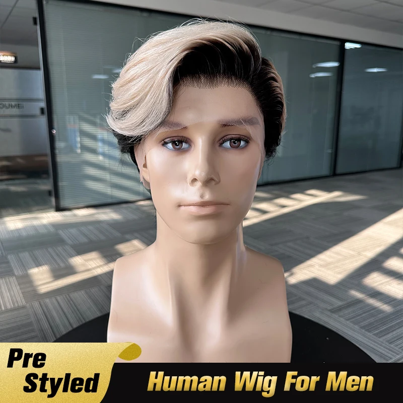 

Мужской парик, настоящие человеческие волосы, цветные прозрачные, полные кружевные мужские парики, мужские капиллярные протезы, замена системы волос, предварительно вырезанные