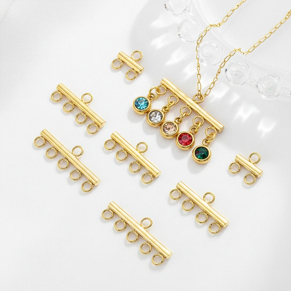 

5/20pcs Stainless Steel Multihole Pendants Connector Clasp Necklace Layer Pendant Bail Connect Tassel DIY Ear Jewelry Making