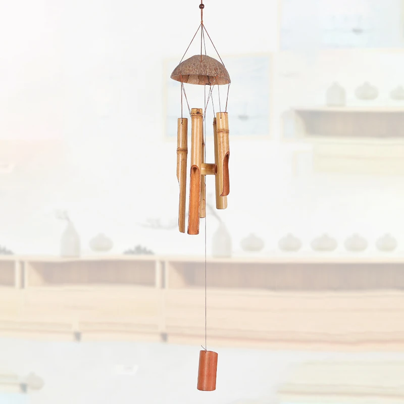 Coconut Shell Bamboo Wind Chime Window Decoration, Home Decoration, Zen Meditation, Retro Chinese Style Craftsmanship, Outdoor