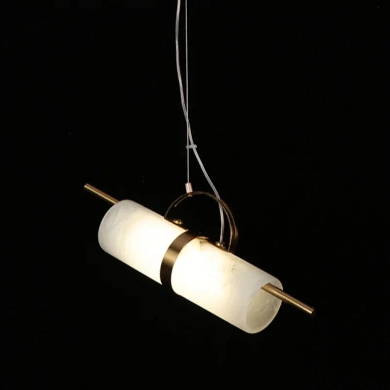 Simple LED Spanish Natural Marble Pendant Lamp Designer Dining Bedroom All Copper Ceiling Pendant Lamp Indoor Home Decor Fixture