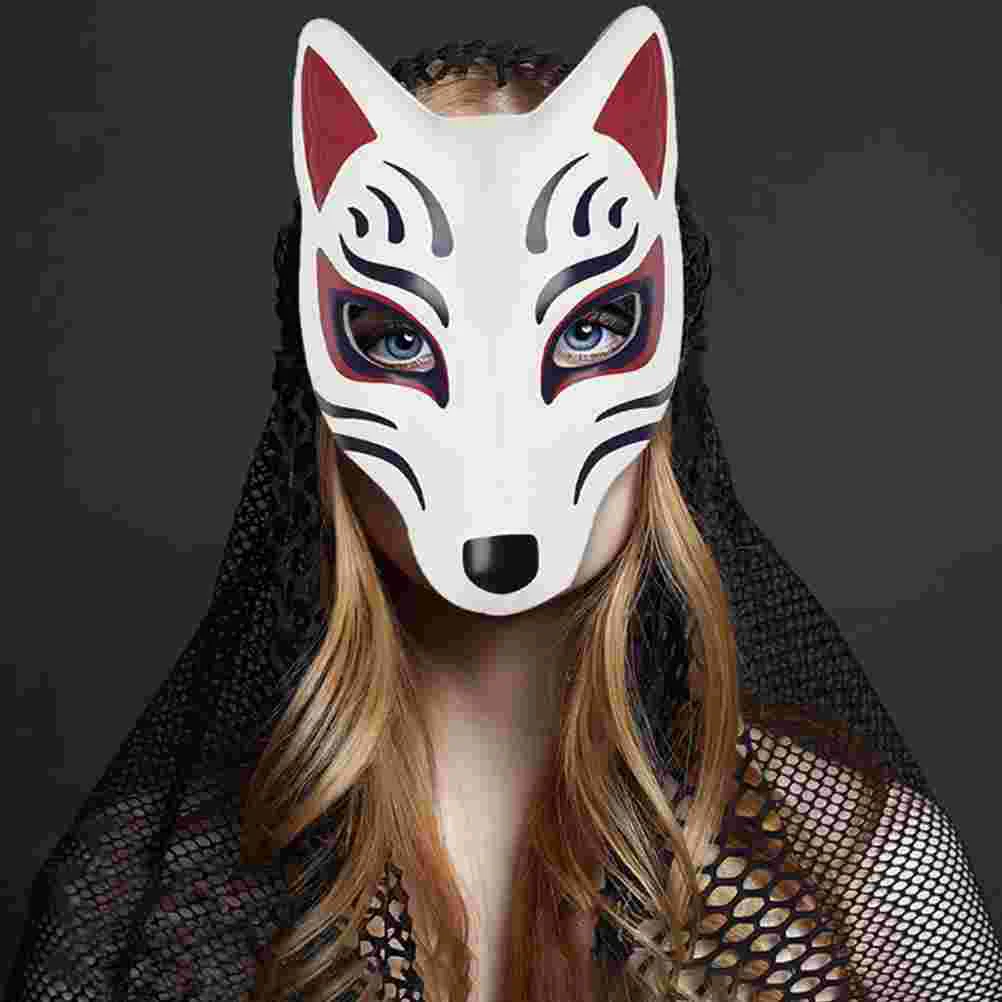 

2 Pcs Fox Mask Cosplay Masquerade Masks Bulk for Women Water Proof Costume Party DIY Eva Teenager Halloween White Face