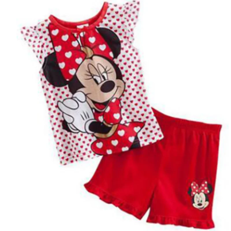 Hot Short sleeved Pajama and pajama suit Minnie Anniversary kids Sleepwear Cotton Nightwear Clothes Pajamas Sets Gift