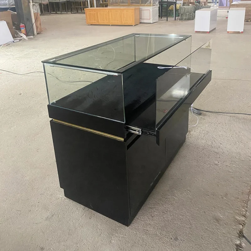 

Customize.Hong Zhan Custom Gold Jewelry Display Cabinet Lockable LED Lighting Modern Showcase Sale