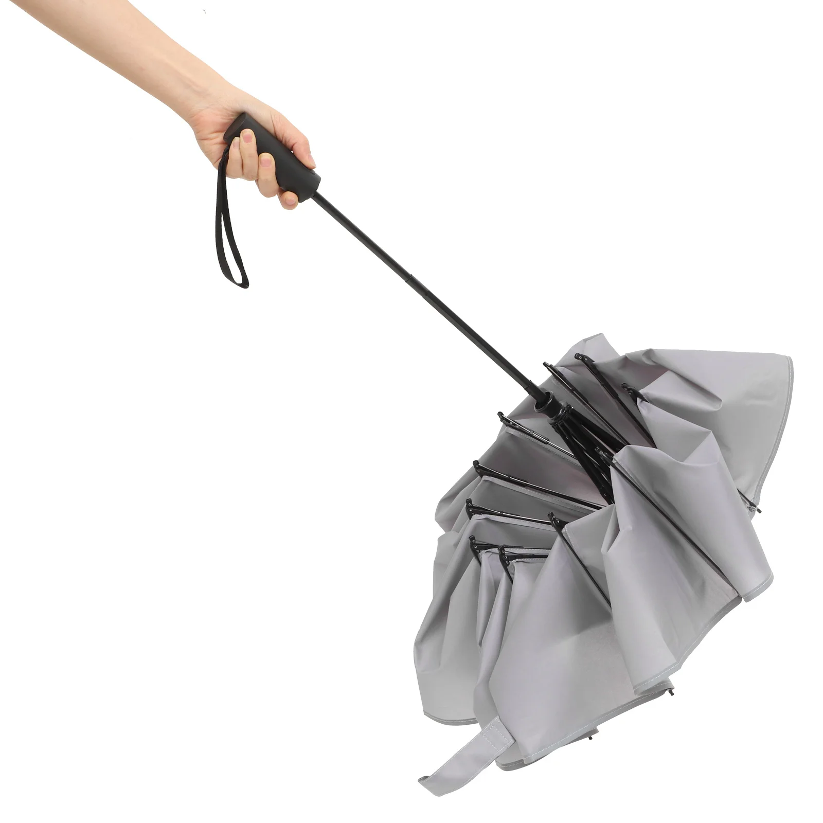 

Reflective Rain Umbrella Automatic Open Close Lightweight 10 Alloy Ribs High Density Pongee Uv Protection Foldable Travel