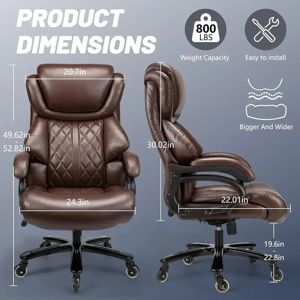 800 lbs Capacity High-Back Ergonomic Chair with Adjustable Lumbar Support for Large Desks or Home Offices