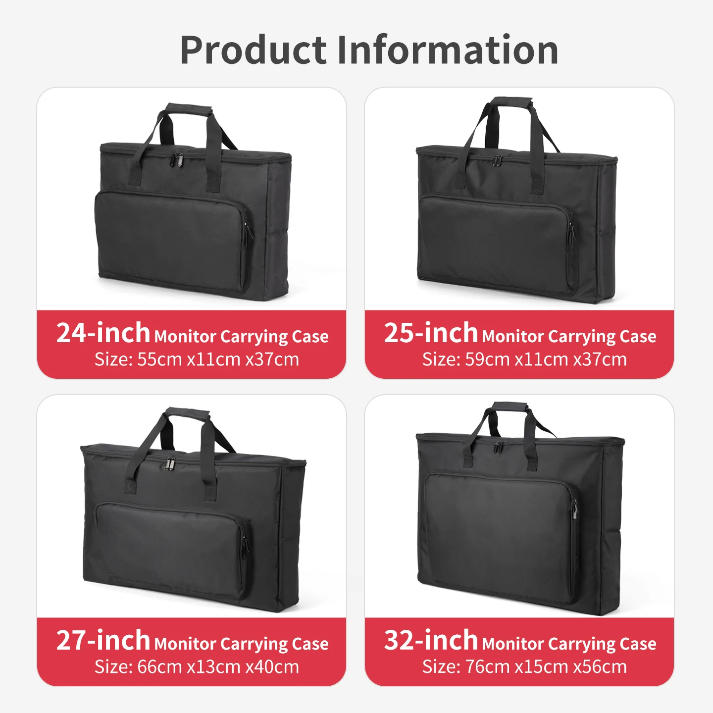 Torba transportowa na monitor PC, przenośna, odporna na wstrząsy, wodoodporna, wyściełana torba ochronna do transportu ekranów 24', 25', 27', 32' — zdjęcie produktu 6