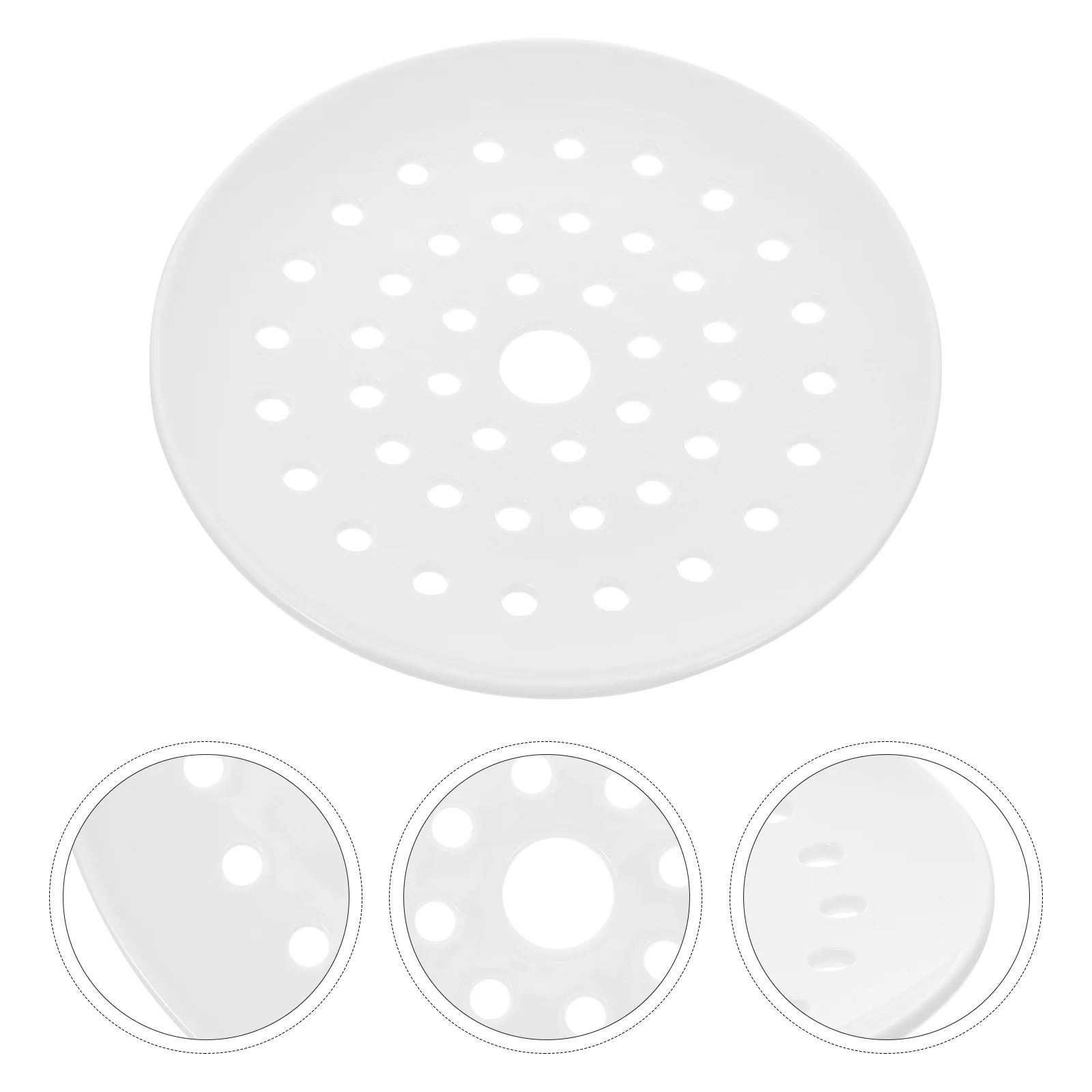 

1Pcs Multi-Function Ceramic Steamer Plate Pure White Glaze for Fish Dumplings Buns Long-Term Use Gift Food Steamer