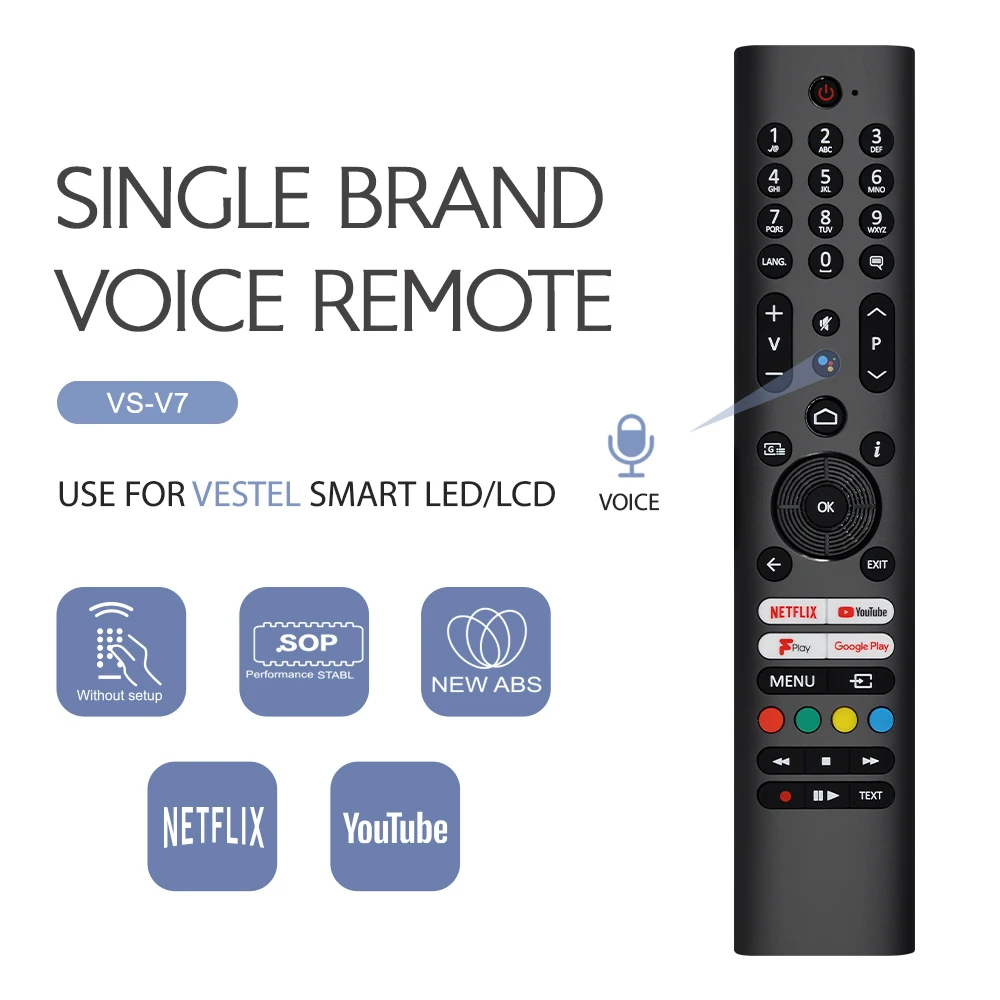 

Голосовой пульт дистанционного управления VS-V7 для Smart LED/ЖК-телевизоров Vestel с функцией канала, работает с серийными дюймовыми моделями