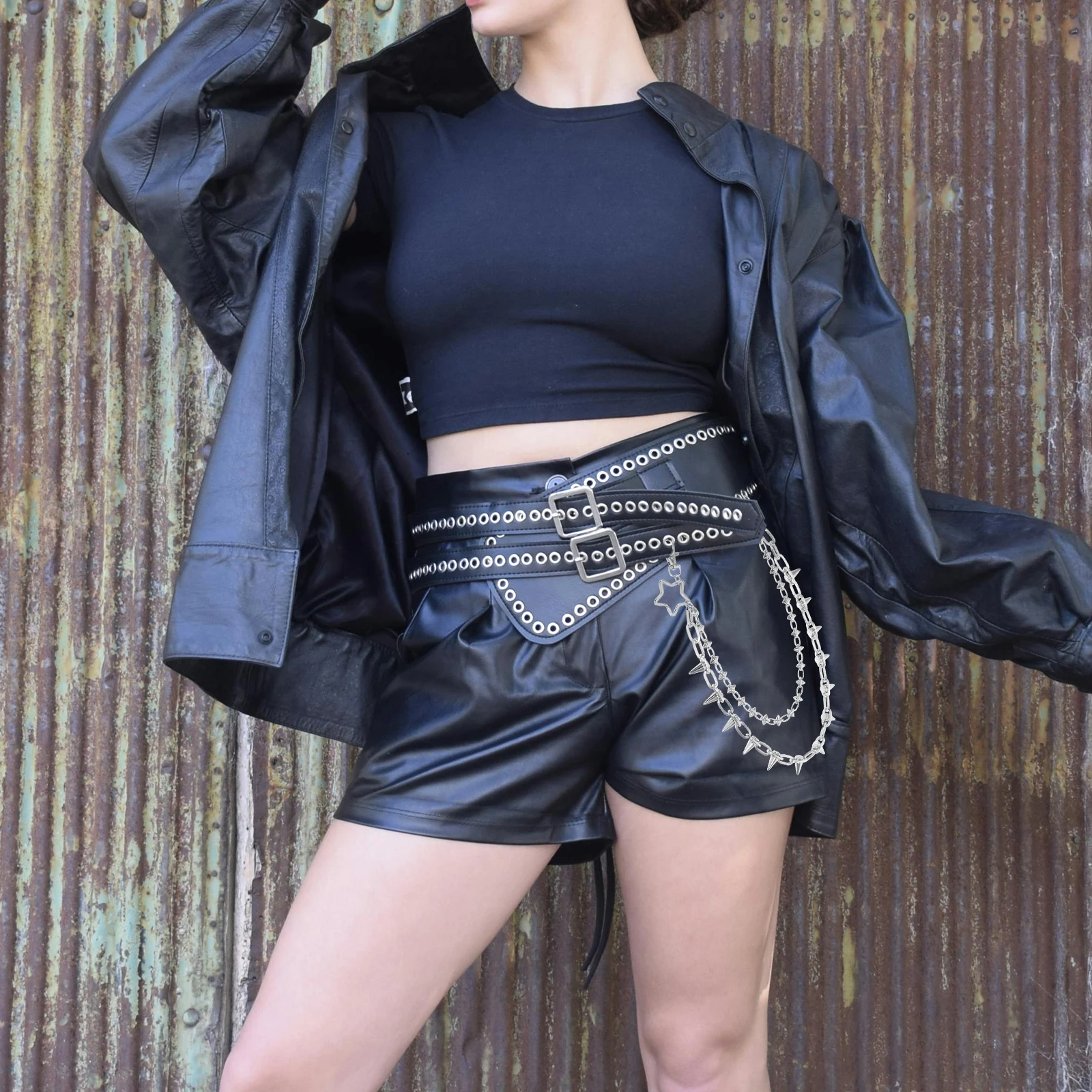 

Sturdy Metal Multi-Layer Hip Hop Punk Waist Chain For Jeans Stage Performance Unisex Unisex Pant Trouser Chain Pants Accessory