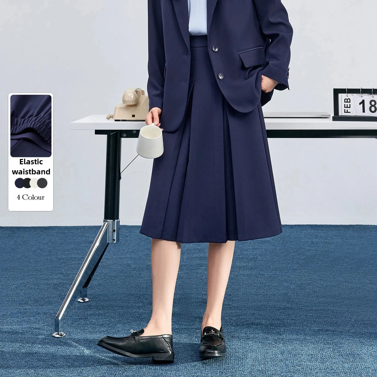 

SENTUBILA женская плиссированная юбка трапециевидной формы, осень 2022, однотонная эластичная молния сзади, универсальная женская юбка 151Q58919