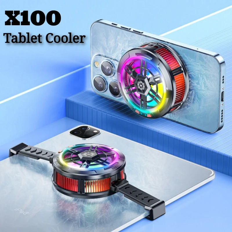 

X100 Magnetic/Back-clip 2 IN 1 Semiconductor Cooling Fan Radiator for IPad IOS Android Tablet Universal 3 Gears PUBG Game Cooler