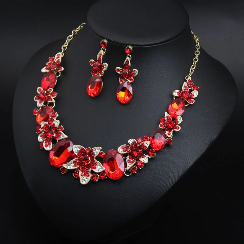 

Fashion Crystal Gemstone Versatile and Simple Necklace-Earrings Set - Bridal Reception Women's Accessories